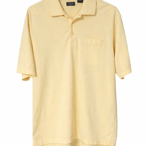 IZOD Polo Shirt Mens Medium Light Yellow Short Sleeve - Picture 2 of 6